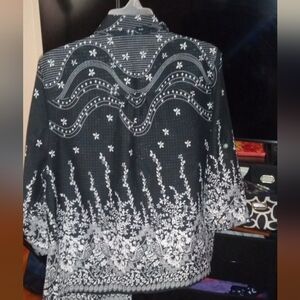 Black and White Floral Blouse